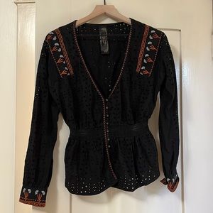 Free People New Romantic Embroidered long sleev